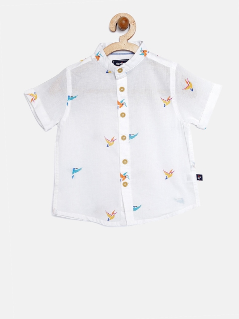 

Nauti Nati Boys White Regular Fit Printed Casual Shirt