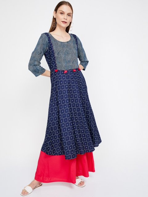 

Melange by Lifestyle Women Blue Printed A-Line Kurta