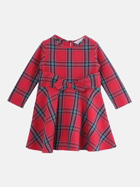 

Beebay Girls Checked Red A-Line Dress