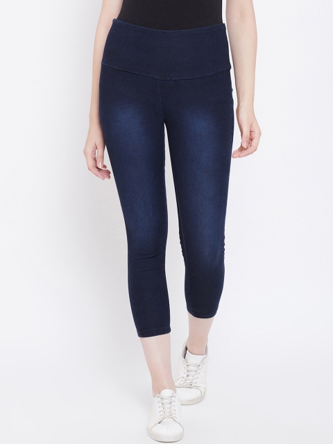 

Nifty Women Blue Solid Slim Fit Cropped Jeggings