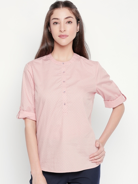 

Annabelle by Pantaloons Women Pink Regular Fit Printed Formal Shirt
