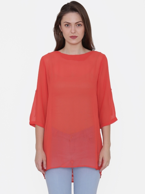 

Private Lives Georgette Solid Top, Orange