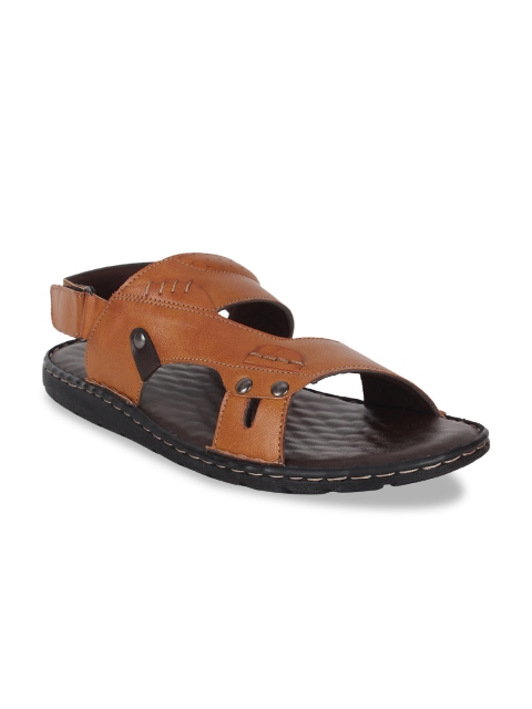

SHENCES Men Tan Brown Solid Comfort Sandals