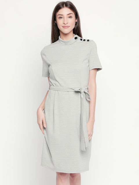 

Annabelle by Pantaloons Women Self Design Grey Sheath Dress