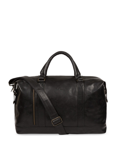 

PURE LUXURIES LONDON Men Black Conkca Genuine Leather Rivellino Duffel Bag