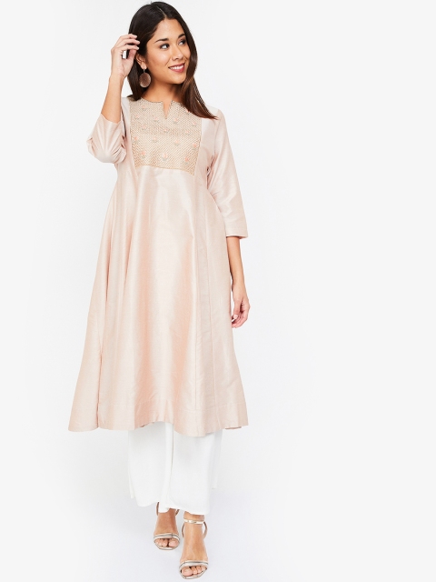 

Melange by Lifestyle Women Pink Yoke Design A-Line Kurta