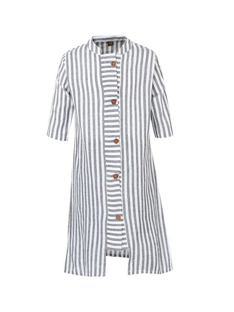 

Aarika Girls Whit & Grey Striped Straight Kurta, White