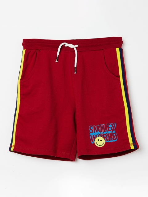 

Smiley World Boys Red Printed Regular Fit Regular Shorts