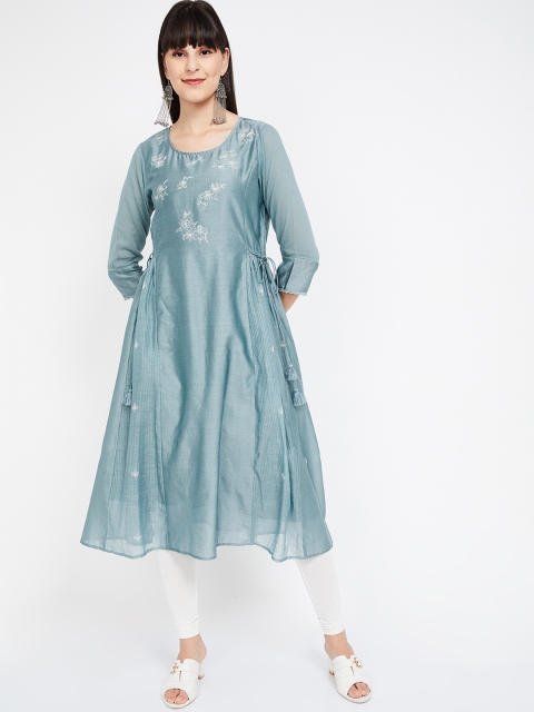 

Melange by Lifestyle Women Blue Embroidered A-Line Kurta