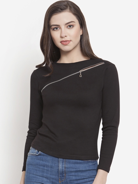 

Martini Women Black Solid Pure Cotton Top