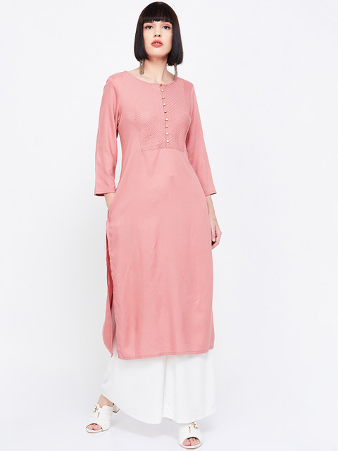 

Melange by Lifestyle Women Pink Solid Straight Kurta