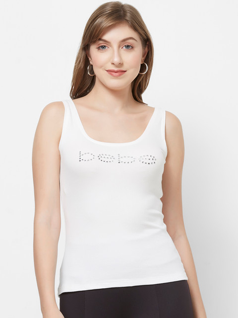 

bebe Women Off-White Printed Top