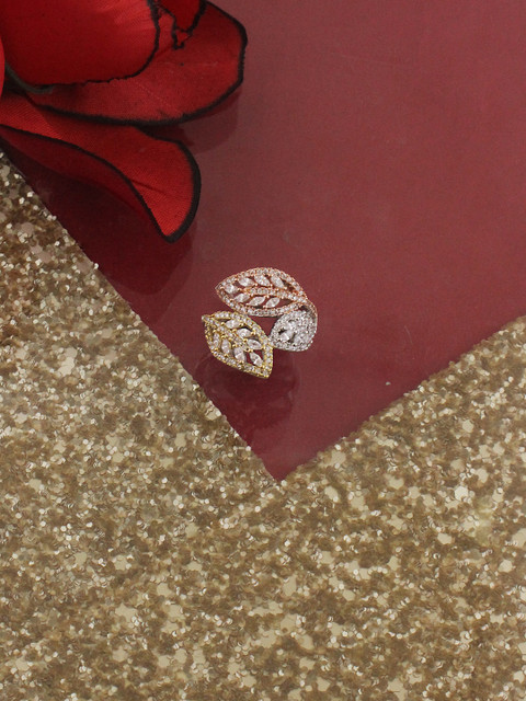 

Sia Art Jewellery Women Gold-Plated CZ-Studded Finger Ring