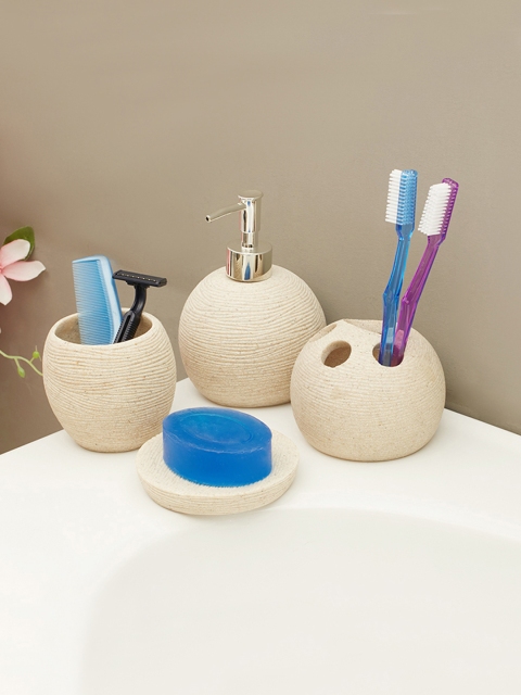 

Living Essence Set of 4 Beige Ceramic Bathroom Accessories