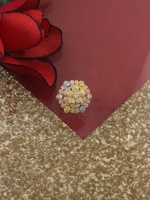 

Sia Art Jewellery Women Gold-Plated & White CZ-Studded Floral-Shaped Finger Ring