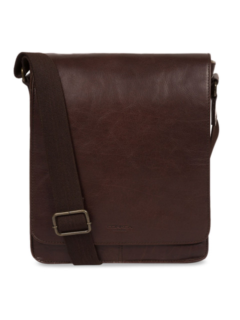 

PURE LUXURIES LONDON Men Coffee Brown Conkca Range Genuine Leather Bowen Crossbody Bag