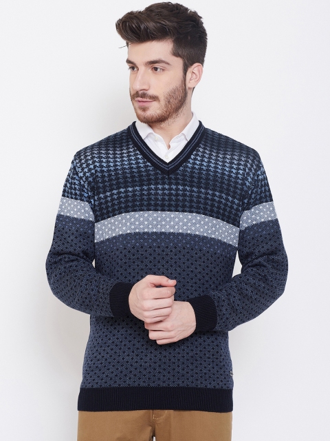 

Duke Men Blue Printed Sweater
