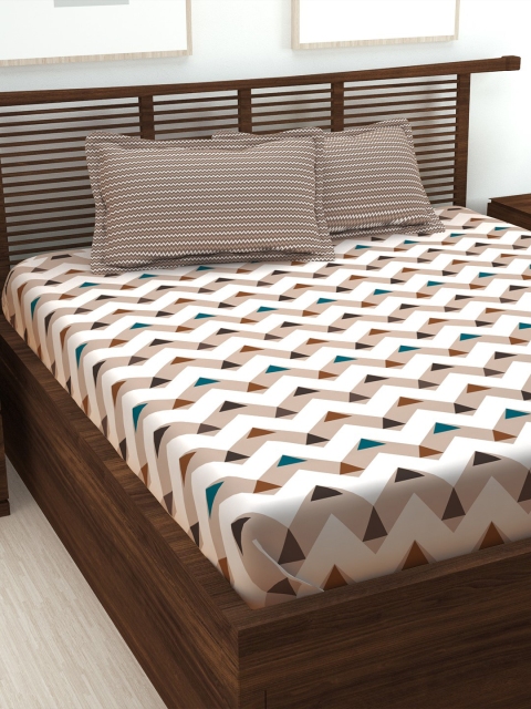 

Story@home White Beige 186TC Cotton 1 Double Bedsheet with 2 Pillow Covers