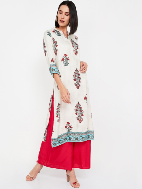 

Melange by Lifestyle Women Off-White & Red Printed Straight Kurta