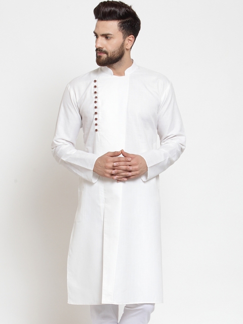 

Jompers Men White Solid Straight Kurta