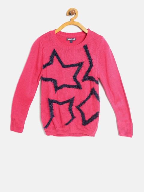 

Nauti Nati Girls Pink Self Design Sweater