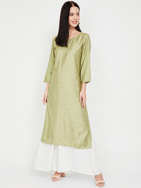 

Melange by Lifestyle Women Green Embellished Straight Kurta