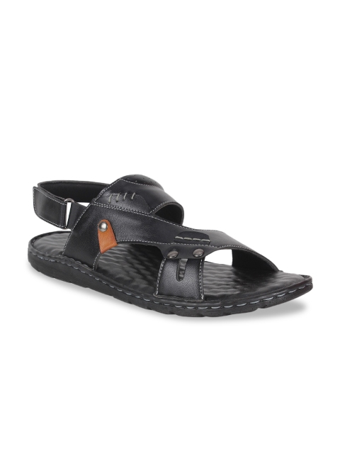 

SHENCES Men Black Solid Comfort Sandals
