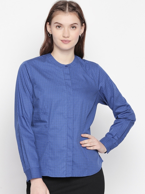

Annabelle by Pantaloons Women Blue Regular Fit Printed Formal Shirt