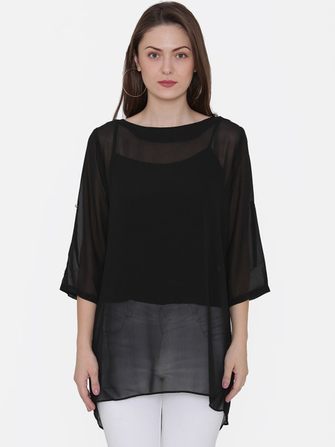 

Private Lives Black Solid High Low Tunic