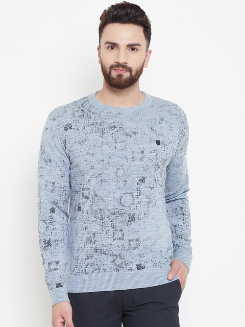 

Duke Men Blue Printed Sweater