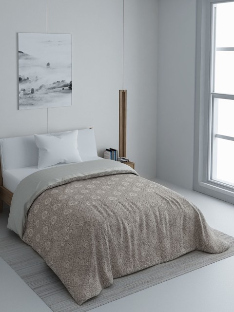 

SPACES Grey Floral Printed AC Room 150 GSM Single Bed Comforter