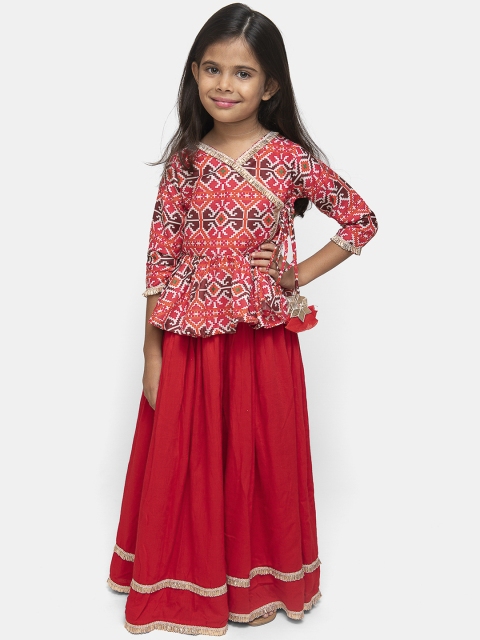 

Fairies Forever Red Ready to Wear Lehenga with Angrakha Blouse