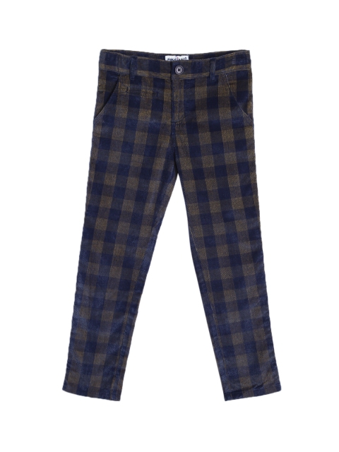 

Nauti Nati Boys Navy Blue Regular Fit Checked Regular Trousers