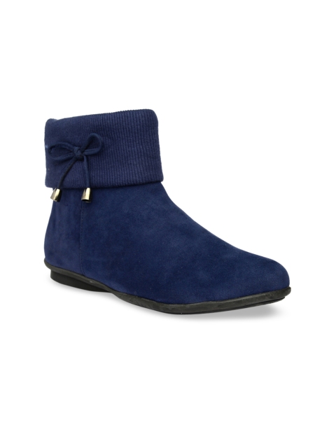 

Bruno Manetti Women Blue Flat Suede Boots
