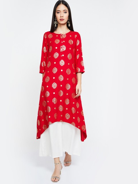 

Melange by Lifestyle Women Red Printed A-Line Kurta