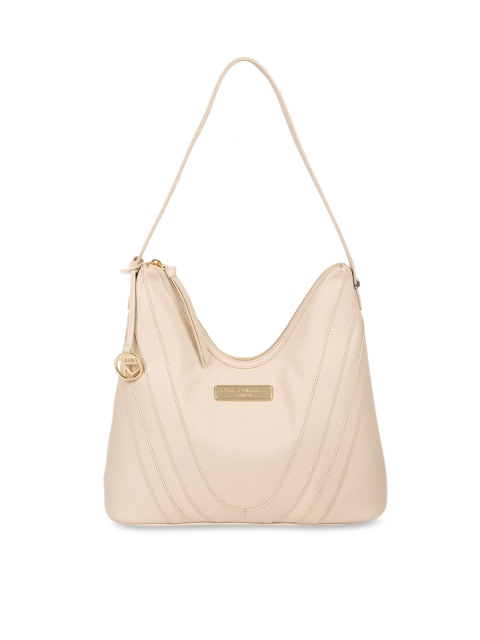 

PURE LUXURIES LONDON Women Cream Coloured Solid Genuine Leather Felicity Tote Bag