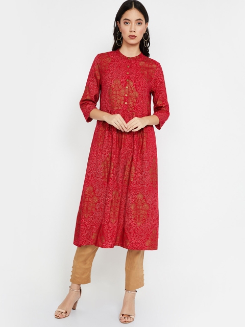

Melange by Lifestyle Women Red Printed A-Line Kurta