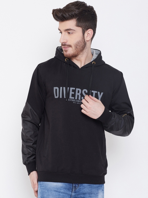 

Duke Men Black Solid Hooded Sweatshirt