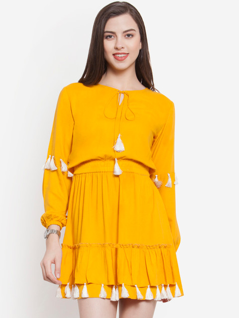 

Martini Women Solid Mustard Blouson Dress