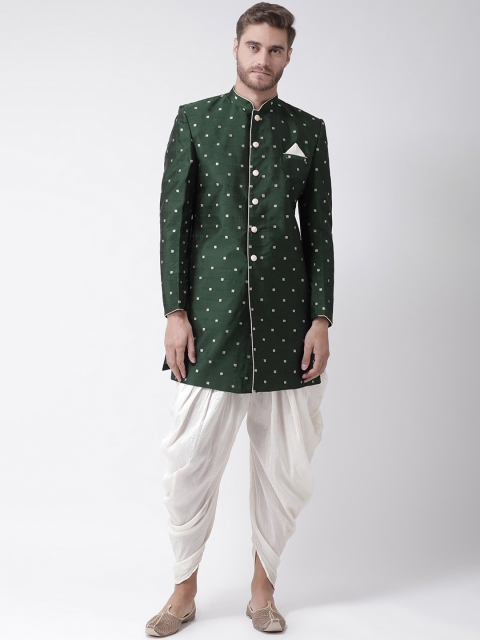 

DEYANN Men Green & Off White Sherwani With Dhoti Pants