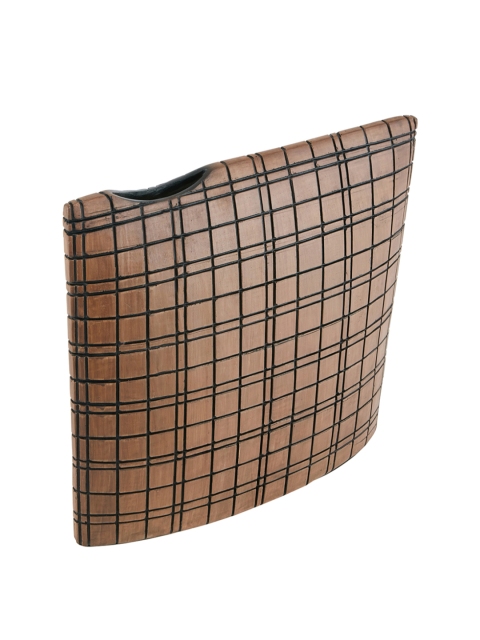 

HomeTown Brown Cellini Chequered Flat Cube Flower Vase