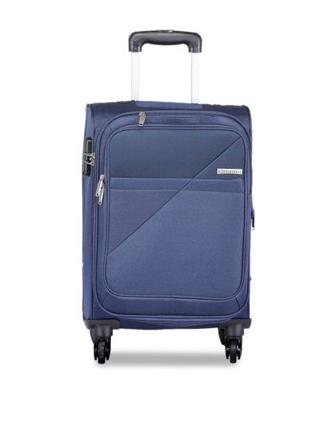 

Teakwood Leathers Unisex Blue Solid Cabin Trolley Bag