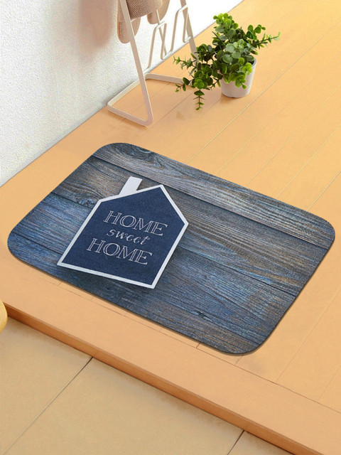 

Status Navy Blue Printed Ant-Skid Doormat, Multi