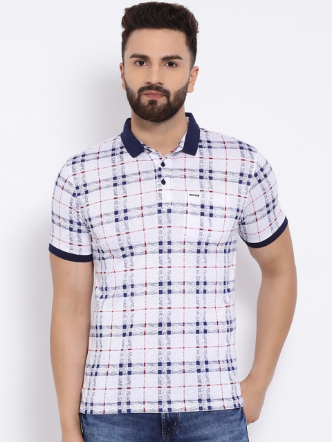 

Crimsoune Club Men White Checked Slim Fit Polo Collar T-shirt