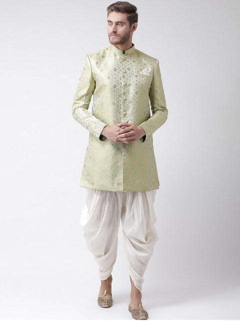 

DEYANN Men Green & Off White Sherwani With Dhoti Pants