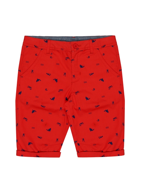 

First Kick Boys Red Printed Regular Fit Regular Shorts