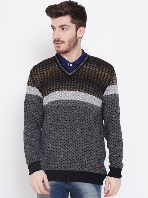 

Duke Men Black & Grey Colourblocked Sweater