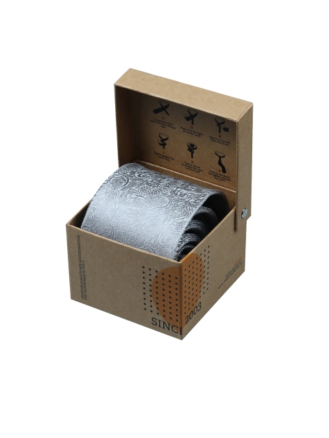 

Tossido Grey Woven Design Broad Tie