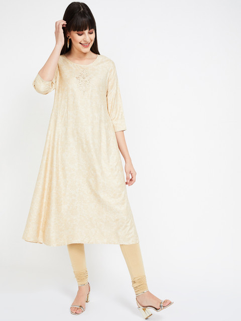 

Melange by Lifestyle Women Beige Printed A-Line Kurta