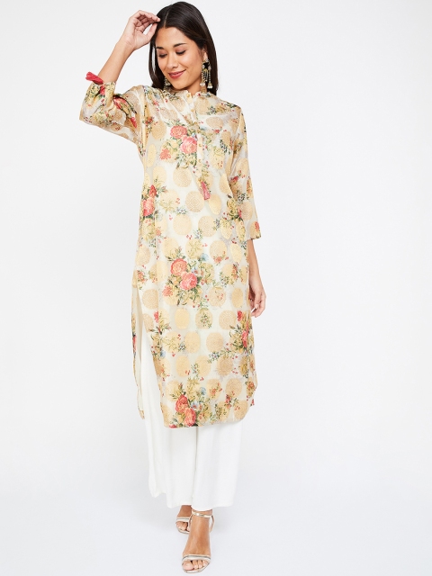 

Melange by Lifestyle Women Beige Printed Straight Kurta